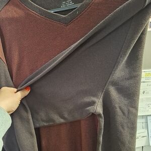Brown and Maroon V-Neck Van Huesen